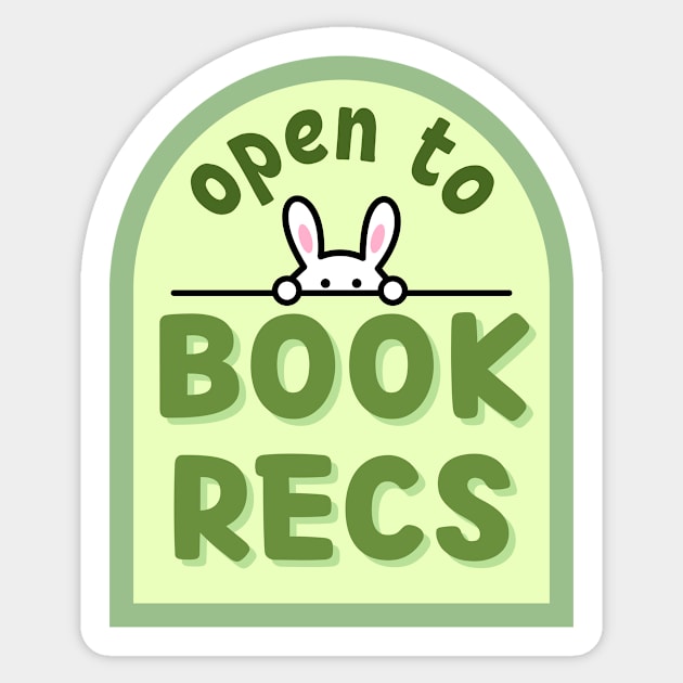 Open to book recs Sticker by medimidoodles